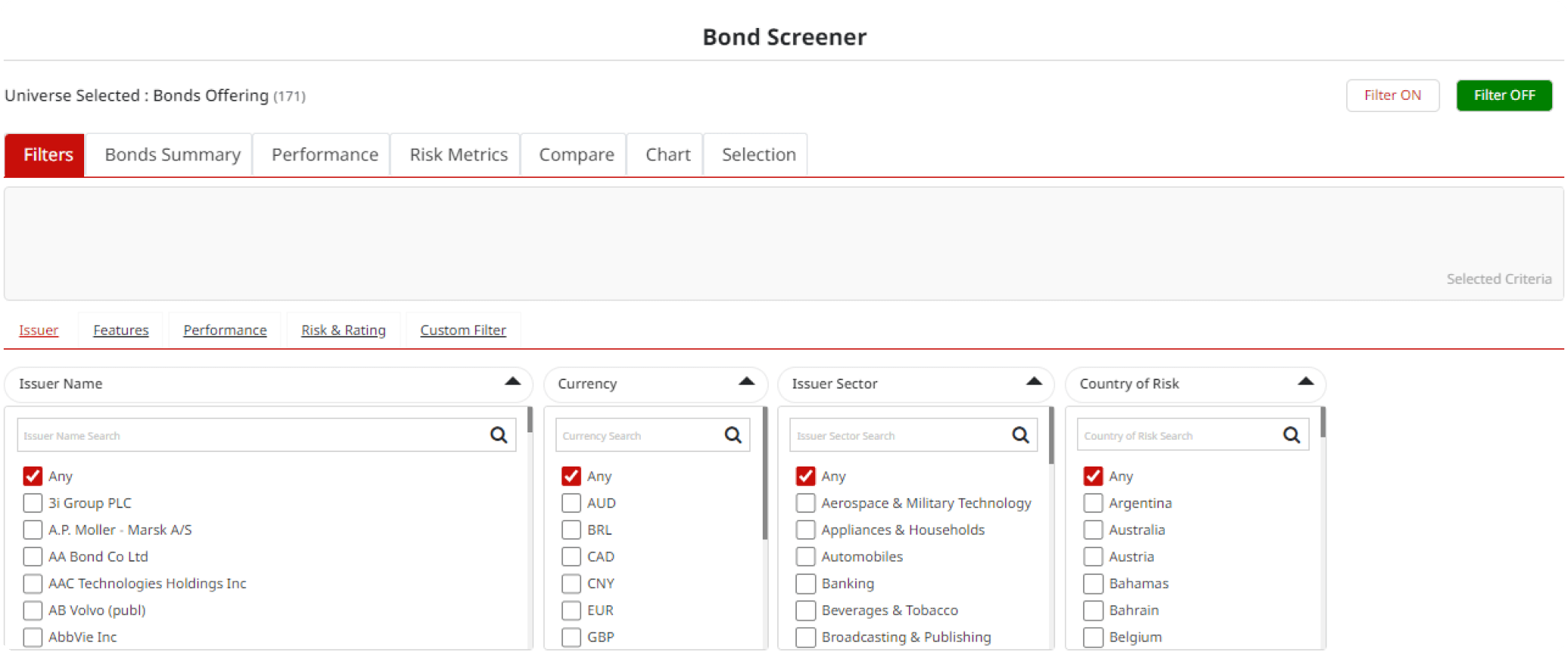 Image Showing Bond Screener Tool