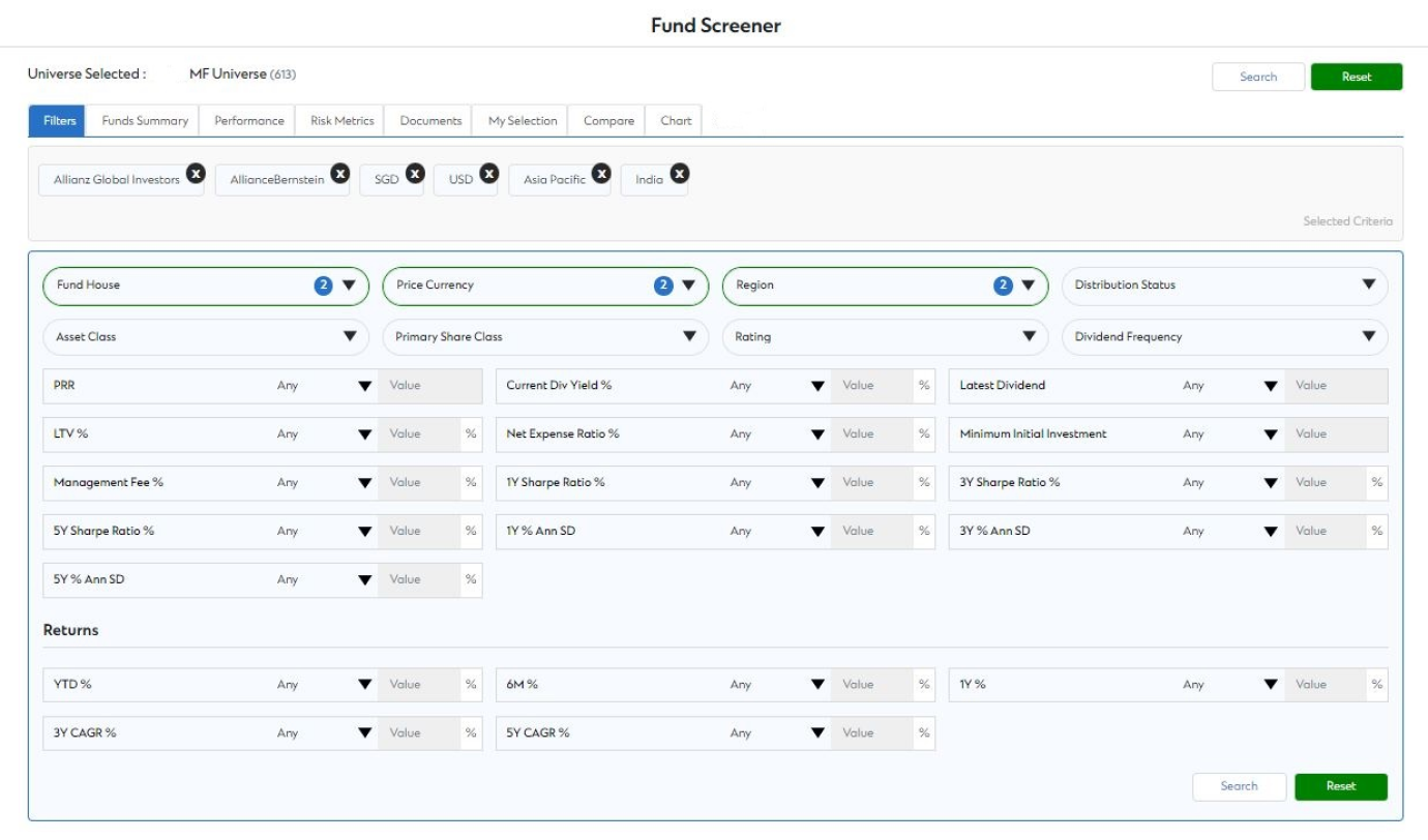 Image Showing Fund Screener Tool